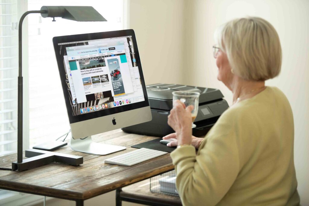 Senior Woman Working on Desktop